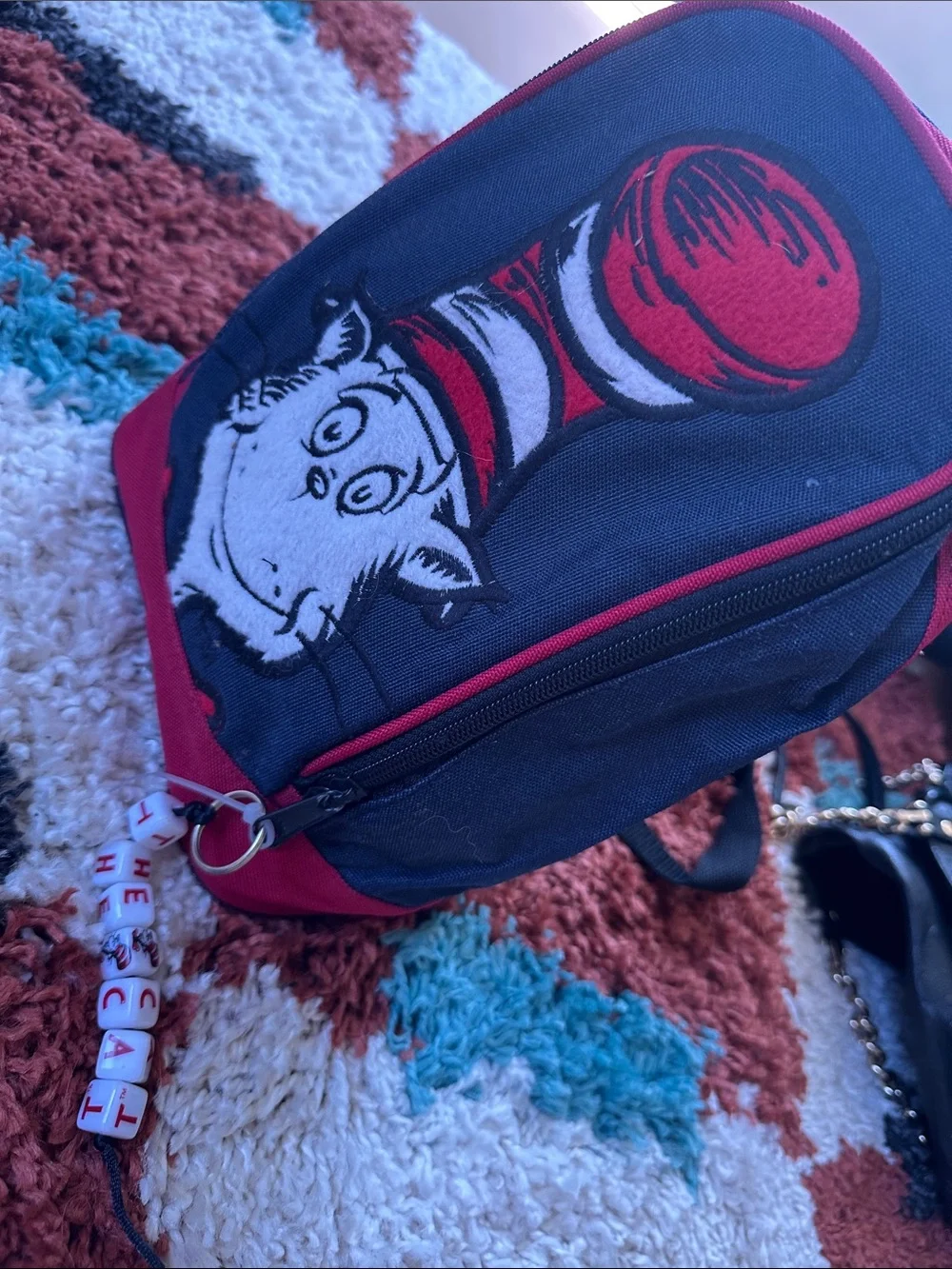Children's Red and Black Dr. Seuss Character Mini Backpack cat in the cat rare